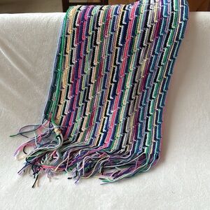 Vintage rainbow hand, crochet blanket